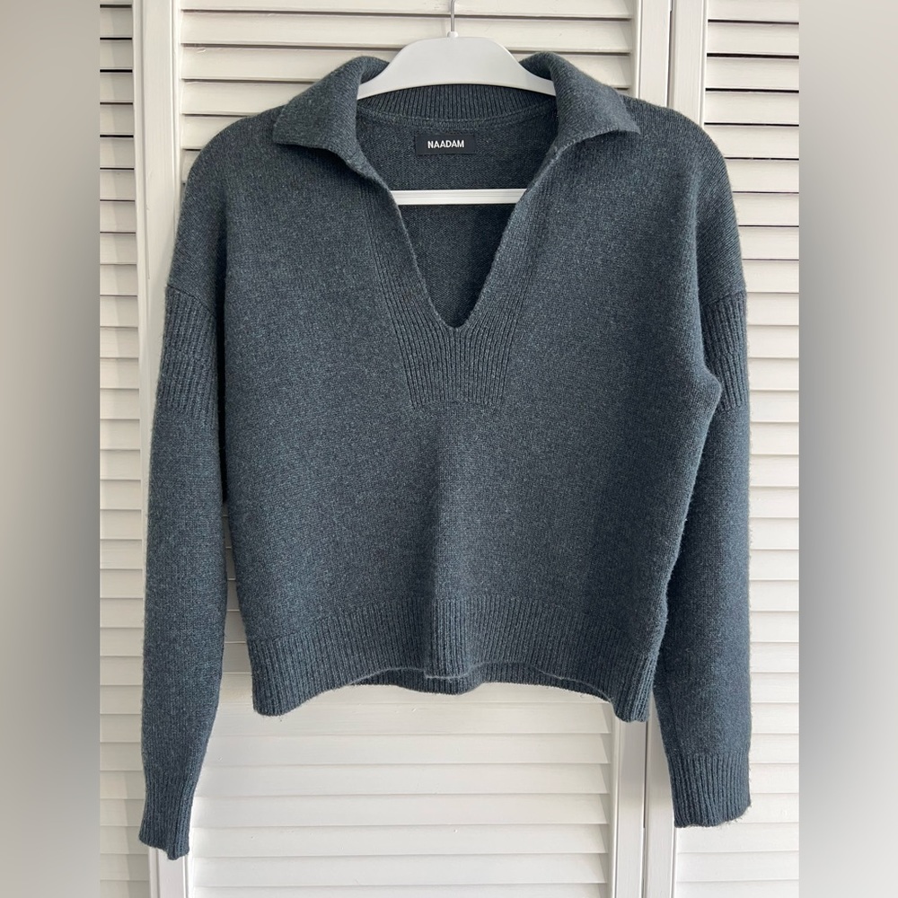 Naadam Cashmere Open Neck Polo Forest Green / XS